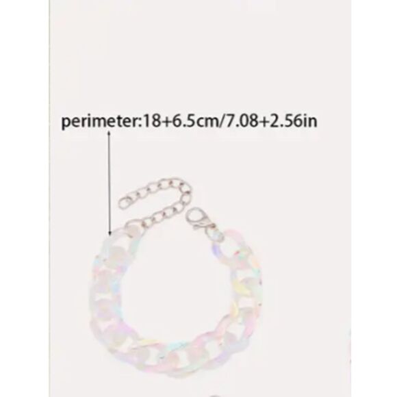 Shiny Iridescent Acrylic Large Link Bracelet - Picture 3 of 6